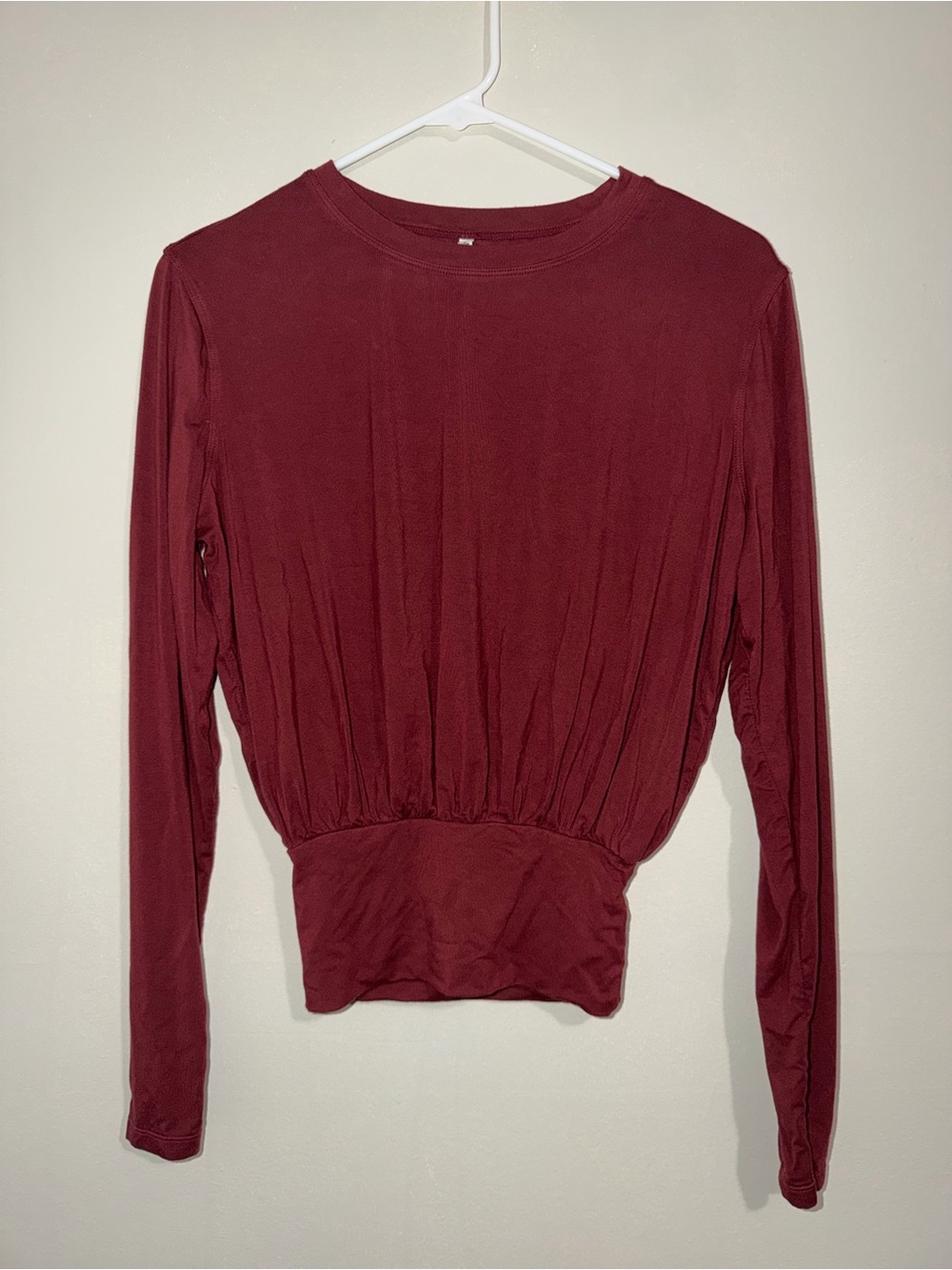Halara Women’s Burgundy Long Sleeve Ruched Waist Top Size Unknown